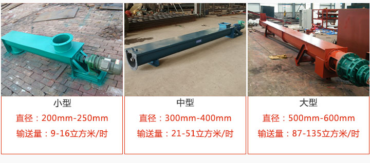 U型螺旋輸送小型，中型，大型產品展示